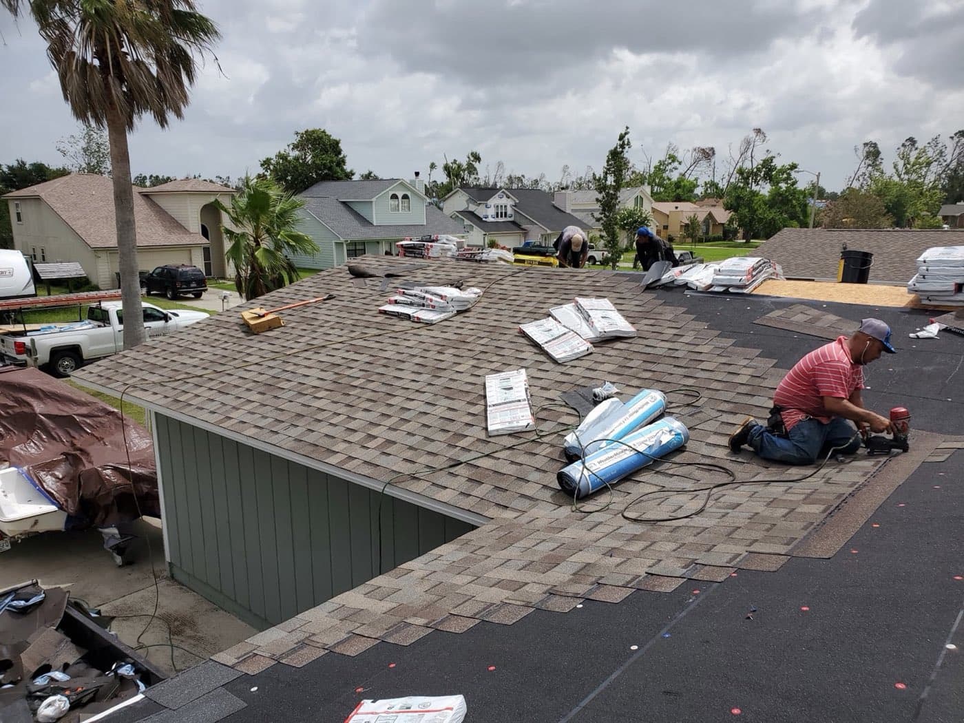 Post-storm roof replacement in progress, Northwest Florida